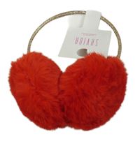 Nové - Červené chlupaté klapky na uši 