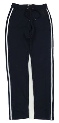 Tmavomodré teplákové kalhoty s proužkem Garia