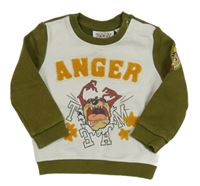 Bílo-khaki mikina s Tazem 