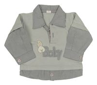 Světlešedé tričko s králíčkem a všitou košilí