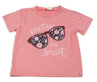 Růžové tričko s brýlemi a nápisem 
