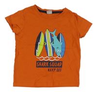 Oranžové tričko se žralokem a surfem Kiki&Koko