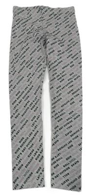 Šedé legíny s černo-fialovými nápisy F&F