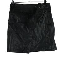 Dámská černá zavinovací koženková sukně s kapsou Warehouse