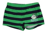 Zeleno-černé pruhované nohavičkové plavky