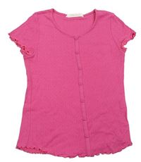 Růžové tričko s dírkovaným vzorem a knoflíčky zn. H&M