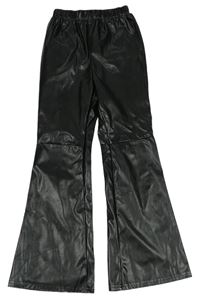 Černé koženkové flare kalhoty Shein