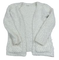 Bílý svetrový chlupatý cardigan F&F