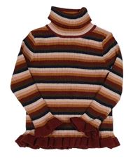 Hnědo-tmavomodro-růžový pruhovaný svetrový rolák Primark