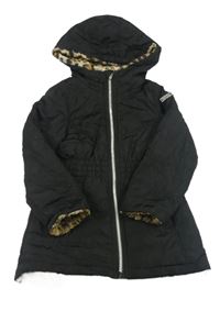 Černá šusťáková zateplená oboustranná parka s kapucí DKNY