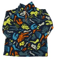 Tmavomodrá fleecová funkční mikina s kostmi dinosaurů zn. Mountain Warehouse