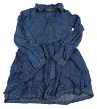 Tmavomodré puntíkaté košilové šaty 