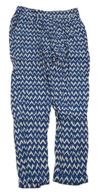 Nové - Modro-smetanové vzorované lehké kalhoty Next