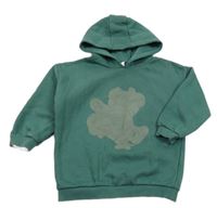 Khaki mikina s potiskem a kapucí Tu