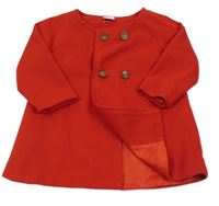 Červený flaušový podšitý kabát 