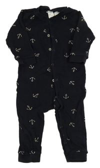 Tmavomodrý overal s kotvami H&M