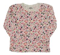 Bílo-barevné květované triko Topomini