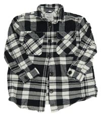 Černo-bílá kostkovaná flanelová košilová bunda Page one young