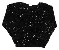 Černý sametovo/flitrová mikina Zara