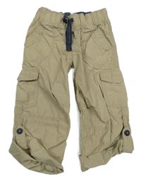 Béžové plátěné rolovací kalhoty s kapsami M&S