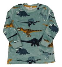 Zelenošedé plyšové pyžamové triko s dinosaury Topolino