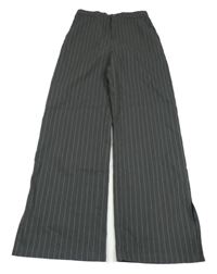 Tmavošedé pruhované straight kalhoty H&M