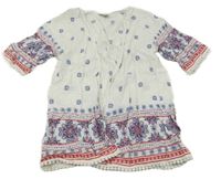 Bílo-modro-červený vzorovaný lehký cardigan Tu