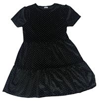 Černé puntíkaté sametové šaty F&F