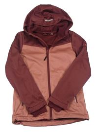 Mahagonovo-starorůžová softshellová bunda s kapucí 
