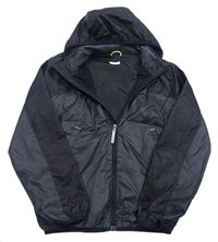 Černo-antracitová šusťáková jarní bunda s kapucí H&M