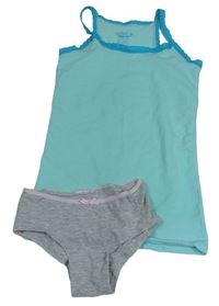 2set - Pomněnková košilka s krajkou + šedé kalhotky 