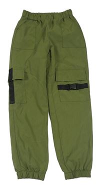 Olivové cargo cuff kalhoty 