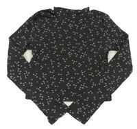 Tmavošedé žebrované triko s kytičkami zn. H&M