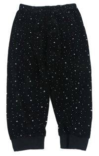 Černé sametové kalhoty s puntíky a hvězdičkami M&S