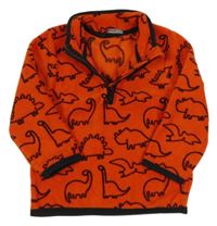 Červeno-černá fleecová mikina s dinosaury George 