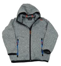 Šedá melírovaná pletená propínací mikina s kapucí CMP