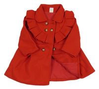 Červený flaušový jarní kabát s volánky Shein