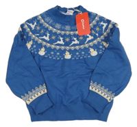 Nové - Modrý svetr se vzorem Pat Pat