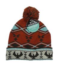 Nové - Rezavo-barevná vzorovaná pletená čepice s bambulí 