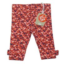 Nové - Červené legíny s kytičkami TU