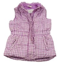 Růžovo-bílá kostkovaná šusťáková zateplená vesta Topolino