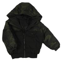 Černo-army šusťáková zimní bunda s kapucí Kiabi