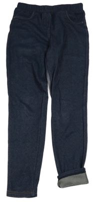 Tmavomodré zateplené tregíny riflového vzhledu Yigga 