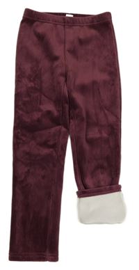 Švestkové sametové žebrované zateplené legíny Topolino