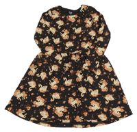 Antracitové šaty s koníky a labutěmi C&A