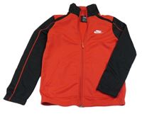 Červeno-černá sportovní funkční propínací mikina s logem Nike 