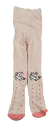 Světlerůžové puntíkované protiskluzové punčocháče s jednorožci Lupilu