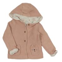 Světlerůžový propínací podšitý svetr s kapucí Tu