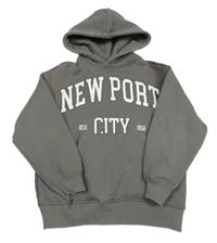 Šedá mikina s nápisem a kapucí Zara