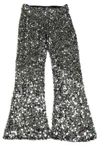 Stříbrné společenské flare kalhoty Nutmeg 